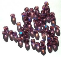 50 6mm Faceted Amethyst AB Firepolish Beads